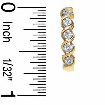 Diamond Accent Twisted Five Stone J-Hoop Earrings in 10K Two-Tone Gold