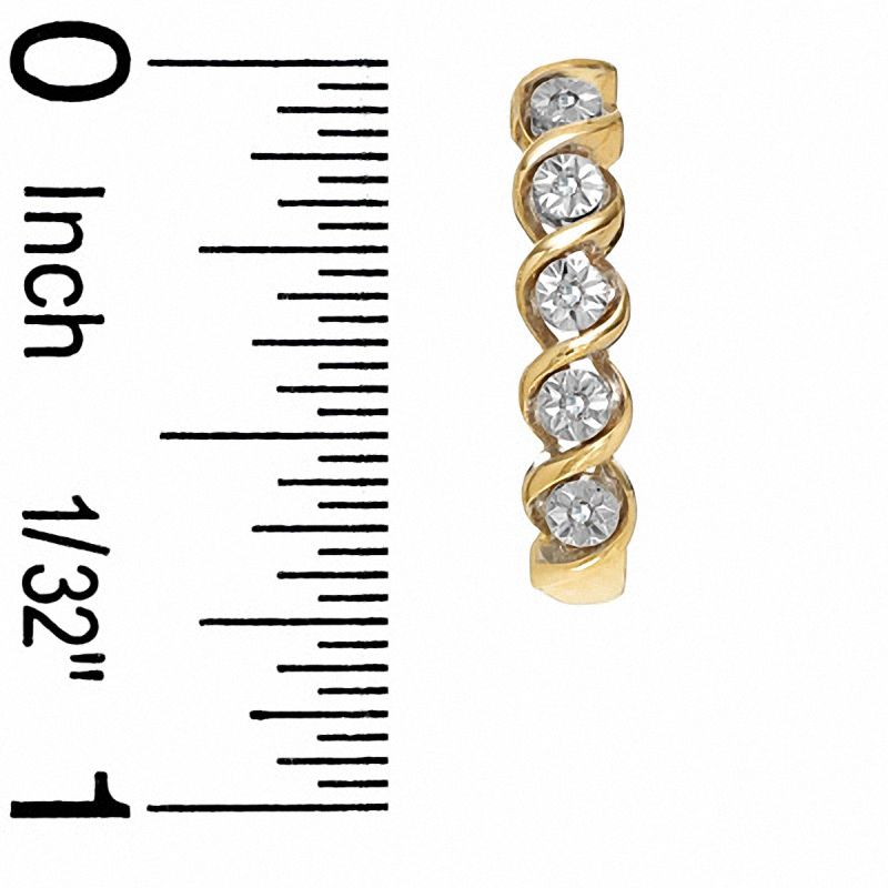 Diamond Accent Twisted Five Stone J-Hoop Earrings in 10K Two-Tone Gold