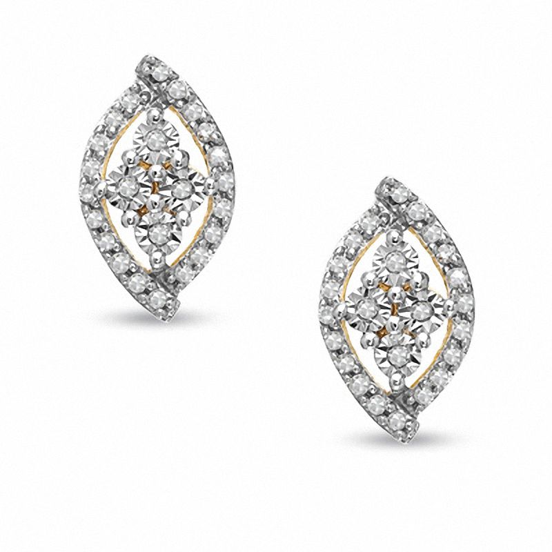 1/7 CT. T.W. Diamond Marquise Shape Earrings in 10K Two-Tone Gold