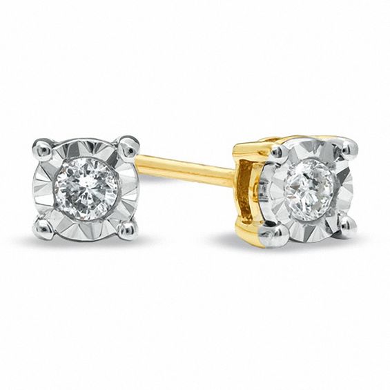 1/10 CT. T.W. Diamond Miracle-Set Stud Earrings in 10K Two-Tone Gold