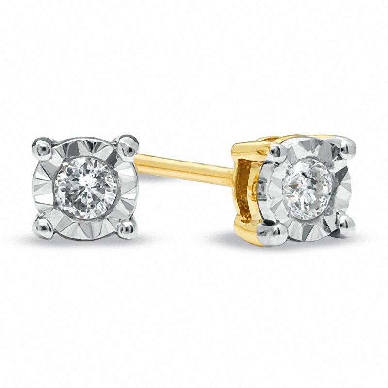 1/10 CT. T.W. Diamond Miracle-Set Stud Earrings in 10K Two-Tone Gold