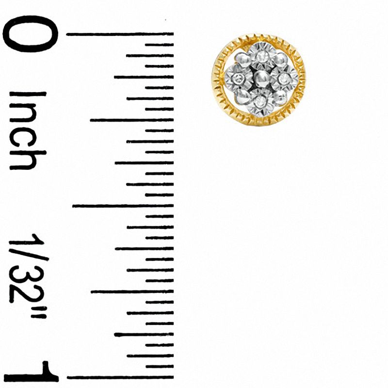 Main Image 2 of Diamond Accent Flower Cluster Rope Edge Earrings in 10K Two-Tone Gold