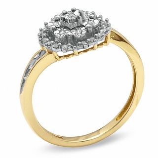 1/10 CT. T.W. Diamond Circle Cluster Ring in 10K Gold - Size 7