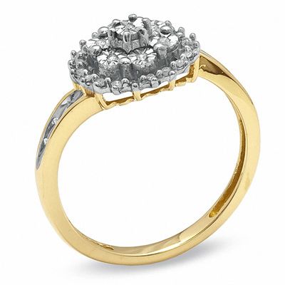 1/10 CT. T.W. Diamond Circle Cluster Ring in 10K Gold - Size 7