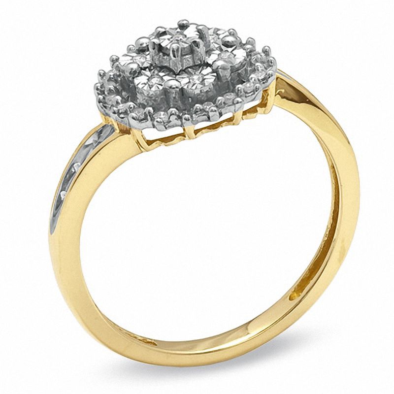 1/10 CT. T.W. Diamond Circle Cluster Ring in 10K Gold - Size 7