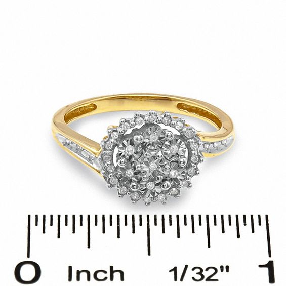 1/10 CT. T.W. Diamond Circle Cluster Ring in 10K Gold - Size 7
