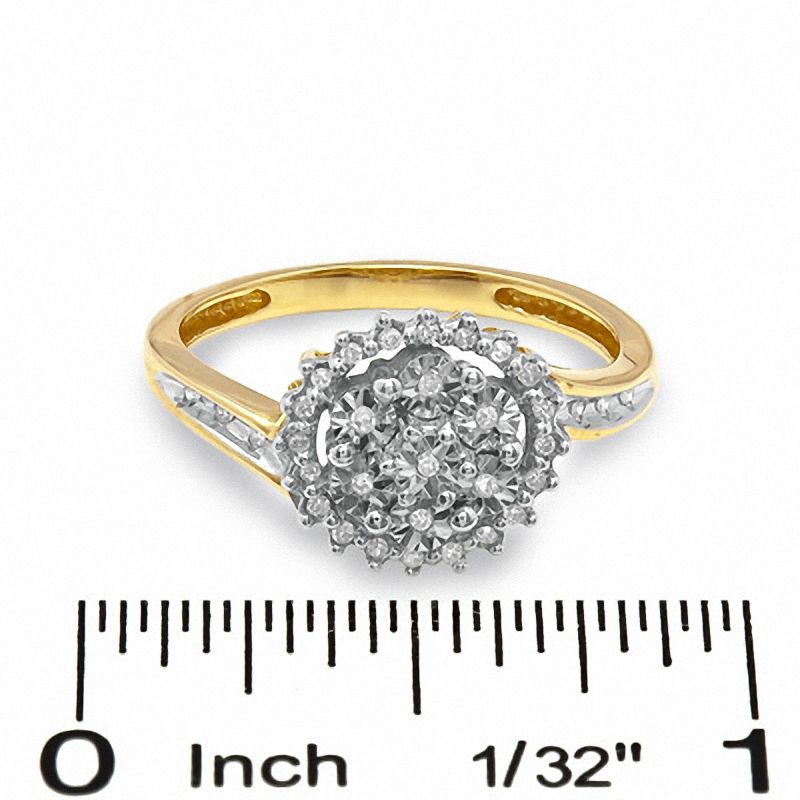 1/10 CT. T.W. Diamond Circle Cluster Ring in 10K Gold - Size 7