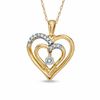 Diamond Accent Double Heart Pendant in 10K Gold