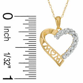 Diamond Accent MOM Heart Pendant in 10K Gold