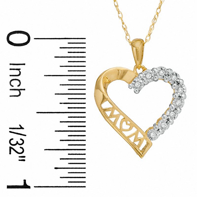 Main Image 2 of Diamond Accent MOM Heart Pendant in 10K Gold