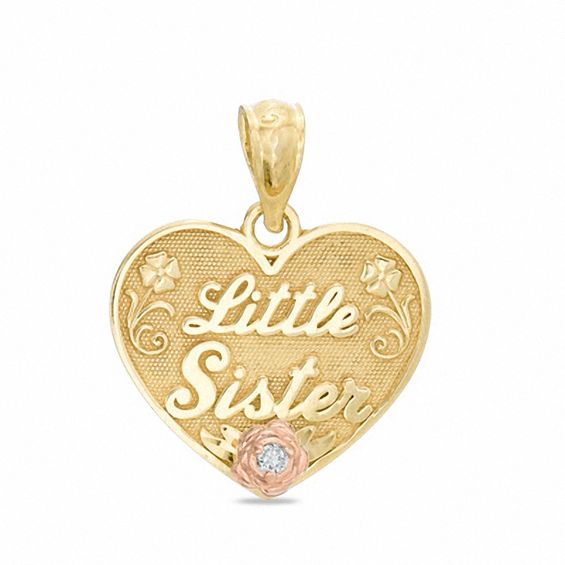 Little Sister Heart Charm in 10K Two-Tone Gold