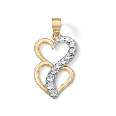 Journey Diamond-Cut Heart Charm in 10K Solid Two-Tone Gold