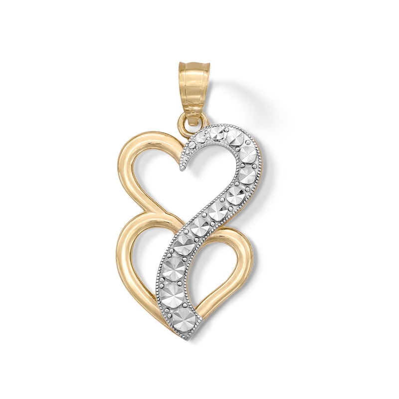 Journey Diamond-Cut Heart Charm in 10K Solid Two-Tone Gold