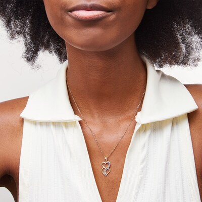 Journey Diamond-Cut Heart Charm in 10K Solid Two-Tone Gold