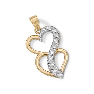 Journey Diamond-Cut Heart Charm in 10K Solid Two-Tone Gold