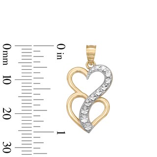 Journey Diamond-Cut Heart Charm in 10K Solid Two-Tone Gold