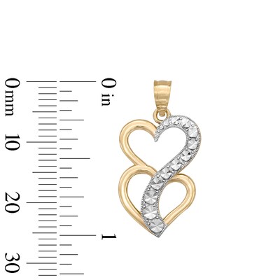 Journey Diamond-Cut Heart Charm in 10K Solid Two-Tone Gold