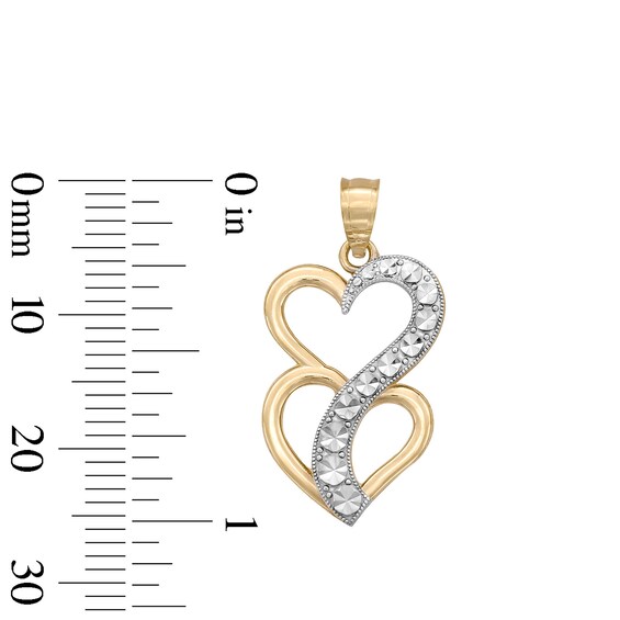 Journey Diamond-Cut Heart Charm in 10K Solid Two-Tone Gold