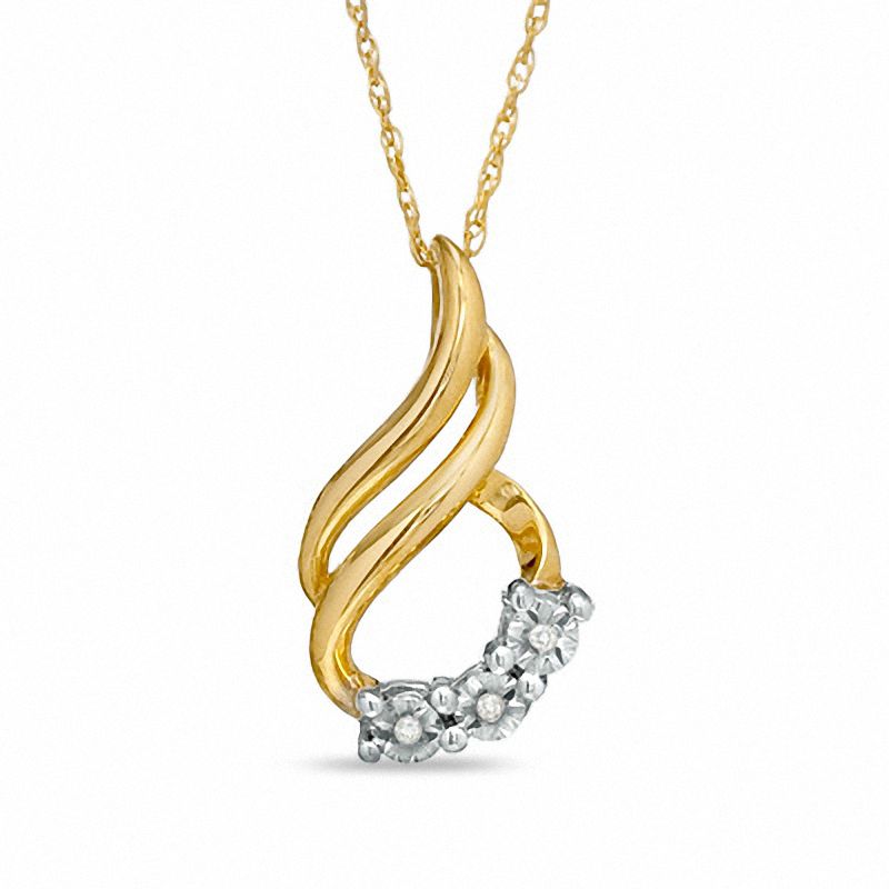 Diamond Accent Swirl Pendant in 10K Gold