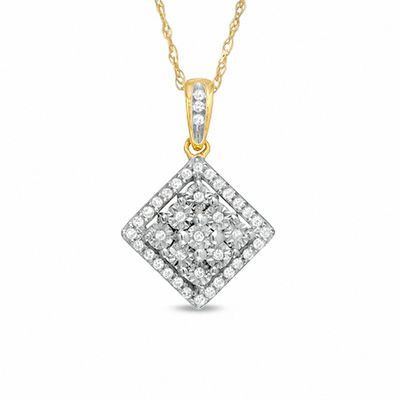Diamond Accent Inner/Outer Kite Shaped Pendant in 10K Gold