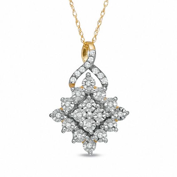 1/10 CT. T.W. Diamond Kite-Shaped Pendant in 10K Gold