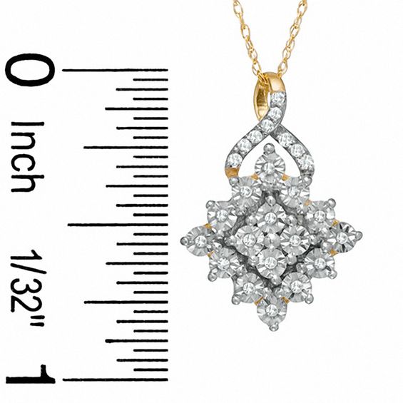 1/10 CT. T.W. Diamond Kite-Shaped Pendant in 10K Gold