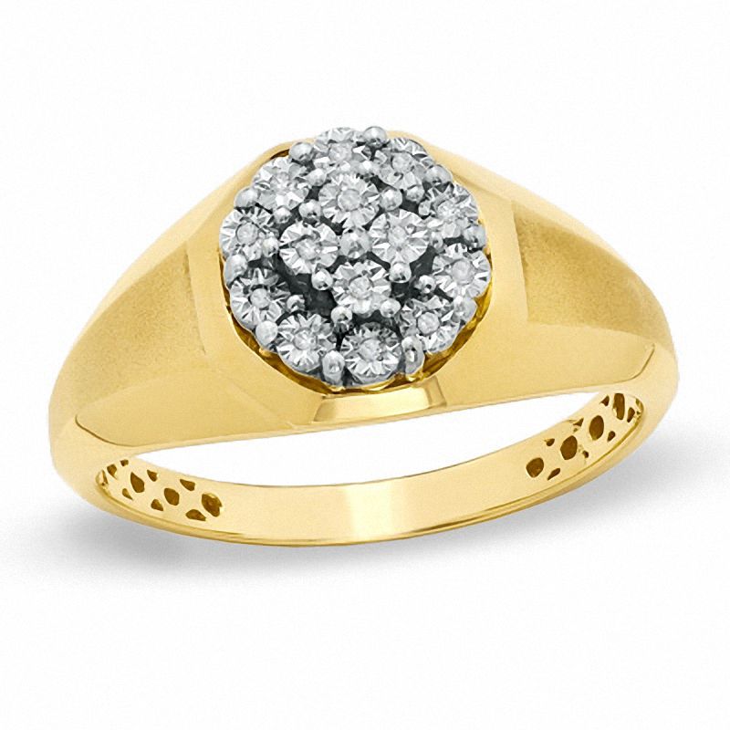 Diamond Accent Cluster Band in 10K Gold - Size 10.5