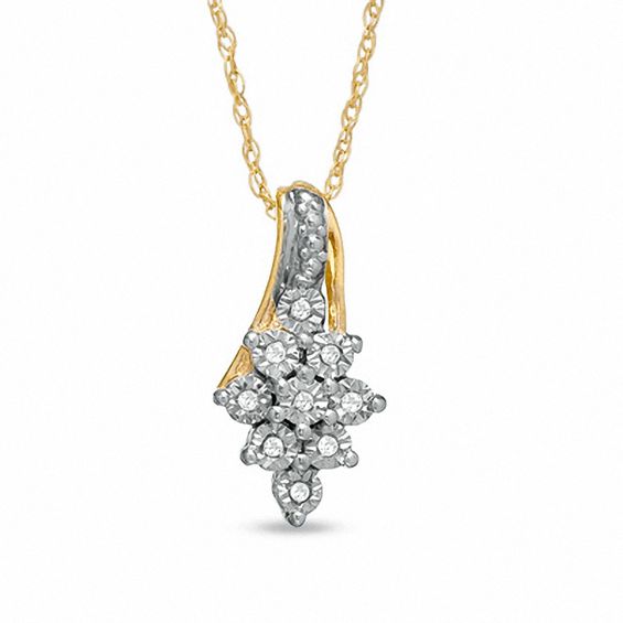 Diamond Accent Marquise Pendant in 10K Gold