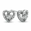 Thumbnail Image 0 of Diamond Accent Small Heart Earrings in 10K White Gold