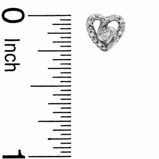 Diamond Accent Small Heart Earrings in 10K White Gold
