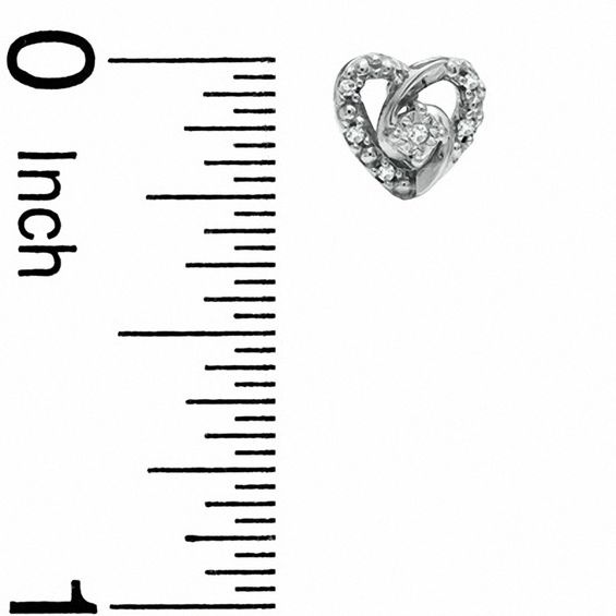 Diamond Accent Small Heart Earrings in 10K White Gold
