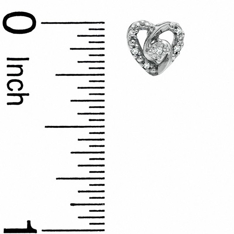 Diamond Accent Small Heart Earrings in 10K White Gold