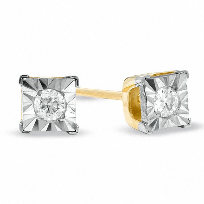 1/8 CT. T.W. Miracle-Set Diamond Stud Earrings in 10K Two-Tone Gold