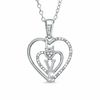 Diamond Accent Heart with "Love" Pendant in Sterling Silver