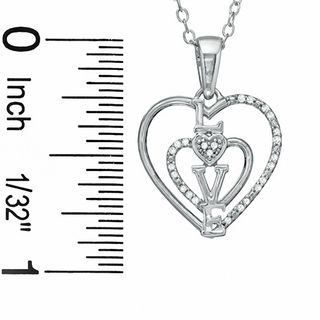 Diamond Accent Heart with "Love" Pendant in Sterling Silver