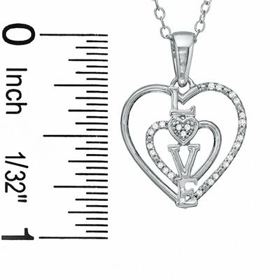 Diamond Accent Heart with "Love" Pendant in Sterling Silver