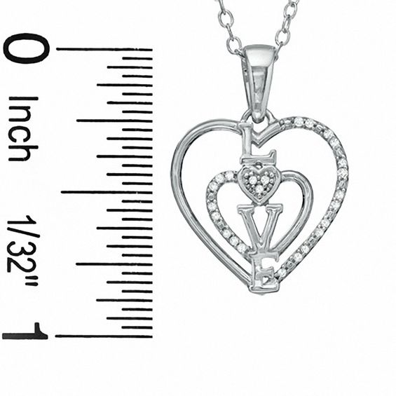Diamond Accent Heart with "Love" Pendant in Sterling Silver