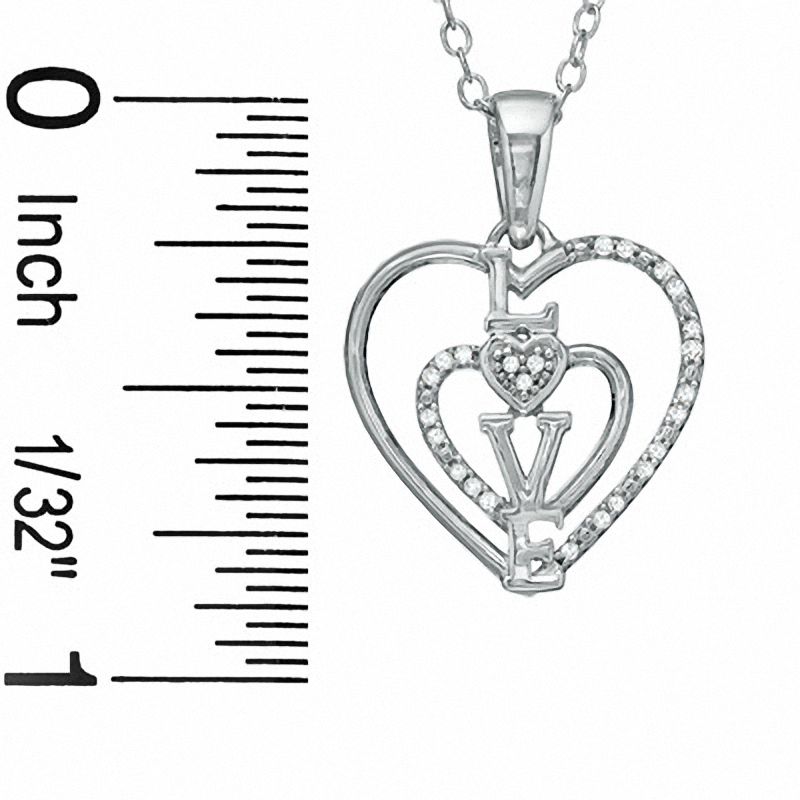 Diamond Accent Heart with "Love" Pendant in Sterling Silver