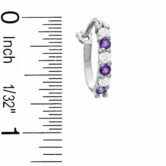Amethyst and CZ Hoop Earrings in Sterling Silver