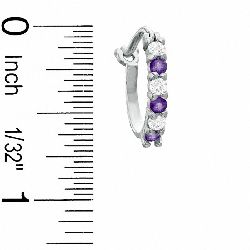 Amethyst and CZ Hoop Earrings in Sterling Silver
