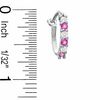 Lab-Created Pink Sapphire and CZ Hoop Earrings in Sterling Silver