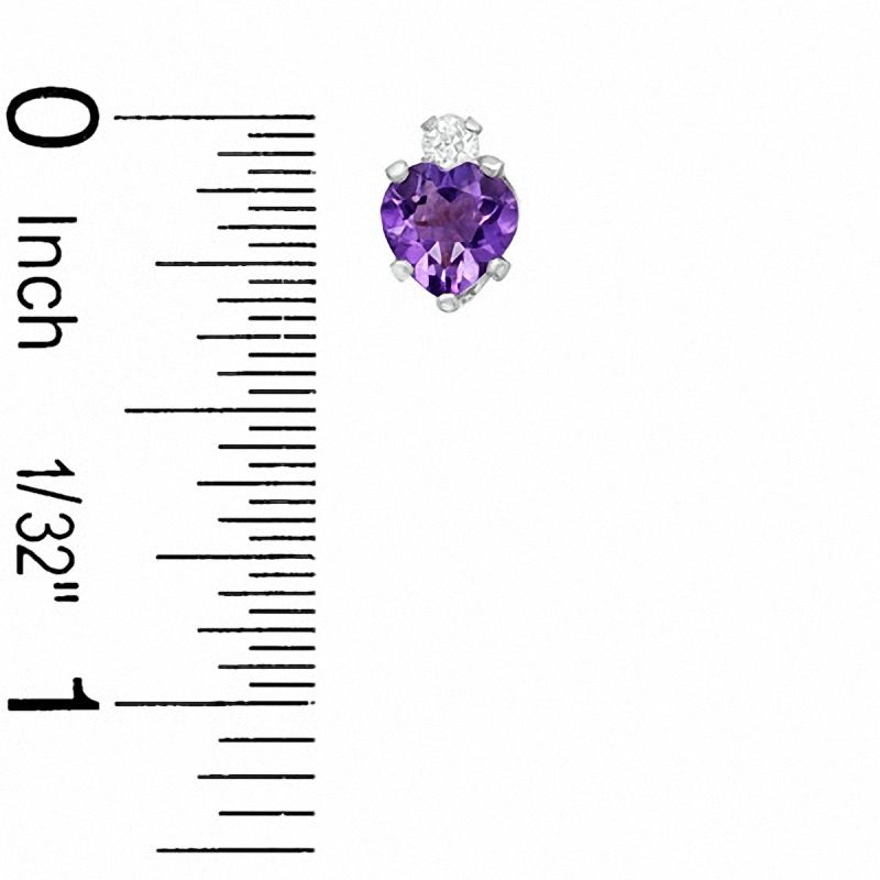 5mm Heart-Shaped Amethyst Stud Earrings in Sterling Silver with CZ