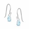 Thumbnail Image 0 of Pear-Shaped Simulated Aquamarine Drop Earrings in Sterling Silver with CZ