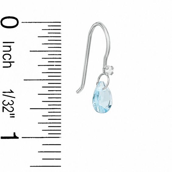 Pear-Shaped Simulated Aquamarine Drop Earrings in Sterling Silver with CZ