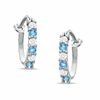 Thumbnail Image 1 of Blue Topaz and CZ Hoop Earrings in Sterling Silver