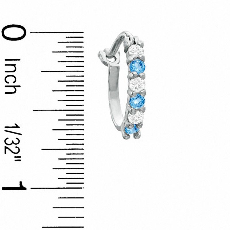 Main Image 2 of Blue Topaz and CZ Hoop Earrings in Sterling Silver