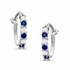 Thumbnail Image 0 of Lab-Created Sapphire and CZ Hoop Earrings in Sterling Silver