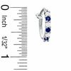 Thumbnail Image 1 of Lab-Created Sapphire and CZ Hoop Earrings in Sterling Silver