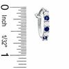 Thumbnail Image 2 of Lab-Created Sapphire and CZ Hoop Earrings in Sterling Silver