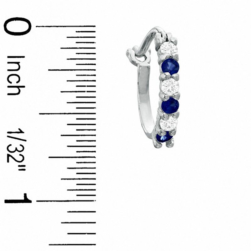 Lab-Created Sapphire and CZ Hoop Earrings in Sterling Silver